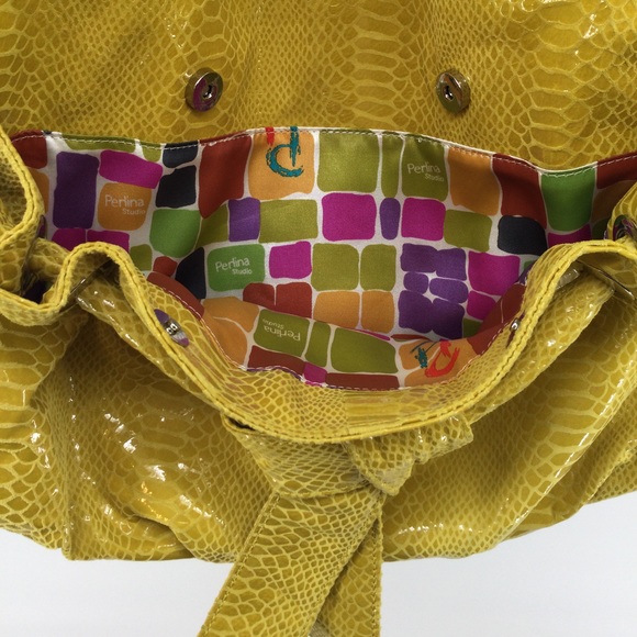 Perlina Yellow Snake Shoulder Bag - Picture 6 of 8